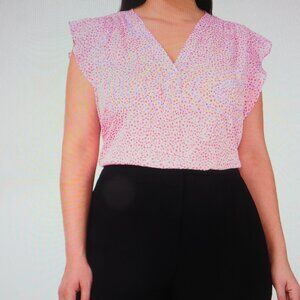 Vince Camuto Plus Size V-Neck Flutter-Sleeve Blouse